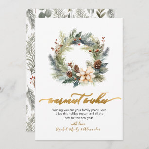 Cartes Pour Fêtes Annuelles Elégant Wis les plus chauds Script Wreath Noël