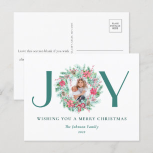 Cartes Pour Fêtes Annuelles Elégante aquarelle budget JOIE & Photo Noël