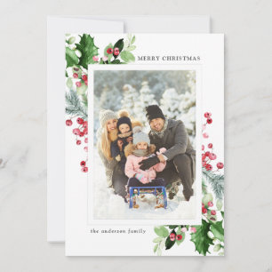 Cartes Pour Fêtes Annuelles Elégante aquarelle de Noël Photo botanique