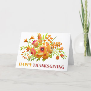 Cartes Pour Fêtes Annuelles Elégante aquarelle jaune florale Thanksgiving