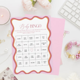 Cartes Pour Fêtes Annuelles Elégante aquarelle minimaliste Wavy rose orange ch