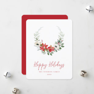 Cartes Pour Fêtes Annuelles Elégante aquarelle Noël Floral Wreath