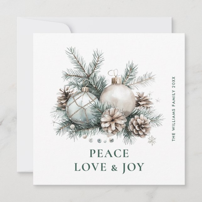 Cartes Pour Fêtes Annuelles Elégante aquarelle Noël Ornament Salutation (Devant)