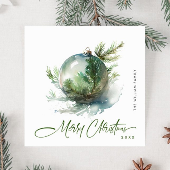 Cartes Pour Fêtes Annuelles Elégante aquarelle Noël Ornament Salutation (Créateur téléchargé)