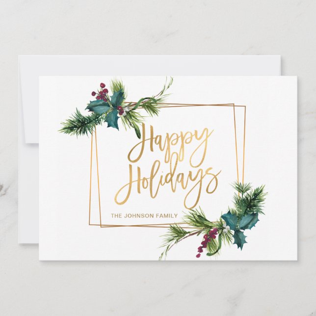 Cartes Pour Fêtes Annuelles Elégante aquarelle Noël Pine Cone Salutation (Devant)