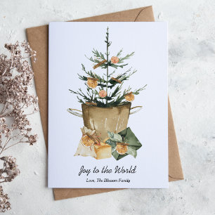 Cartes Pour Fêtes Annuelles Elégante aquarelle Orange Slices cannelle plat