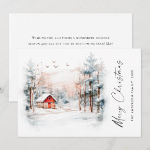 Cartes Pour Fêtes Annuelles Elégante aquarelle Paysage de Noël d'hiver