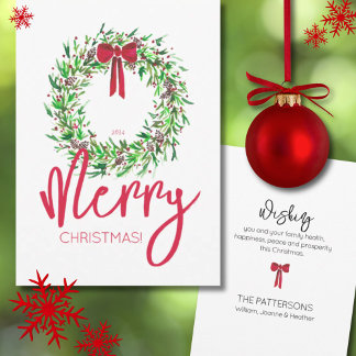 Cartes Pour Fêtes Annuelles Elégante Aquarelle rouge Fer de Noël sans photo