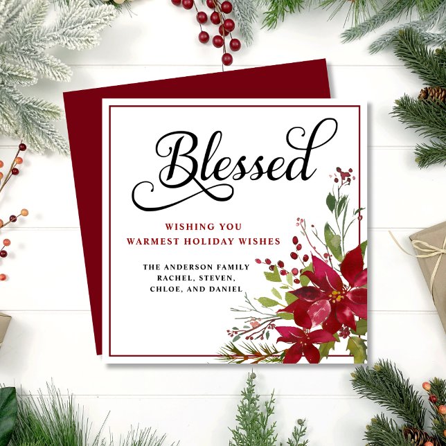 Cartes Pour Fêtes Annuelles Elégante aquarelle rouge florale (Créateur téléchargé)