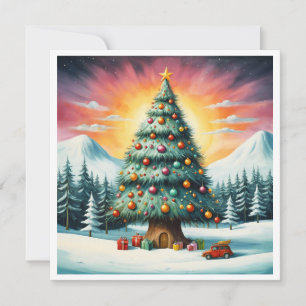 Cartes Pour Fêtes Annuelles Elégante aquarelle rustique Joyeux sapin de Noël