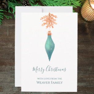 Cartes Pour Fêtes Annuelles Elégante aquarelle Turquoise Noël Bauble