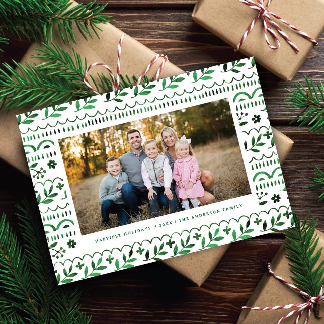 Cartes Pour Fêtes Annuelles Elégante aquarelle verte de Noël (Créateur téléchargé)