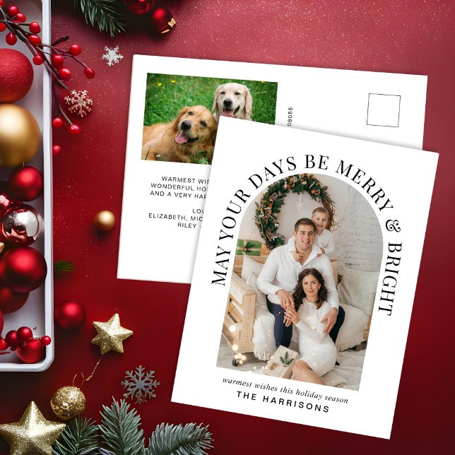 Cartes Pour Fêtes Annuelles Elégante Arc Photo Joyeux Noël brillant (Créateur téléchargé)