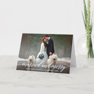Cartes Pour Fêtes Annuelles Élégante calligraphie Marié et Joyeux Mariage Plie