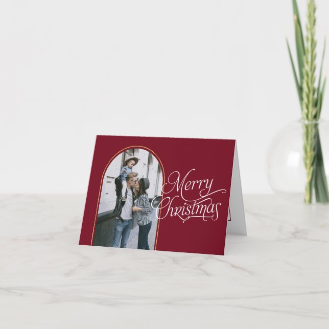 Cartes Pour Fêtes Annuelles Elégante calligraphie moderne simple photo de noël (Devant)
