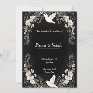 Cartes Pour Fêtes Annuelles Elégante colombe blanche et cadre floral