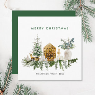 Cartes Pour Fêtes Annuelles Élégante composition de Noël de Bohême Salutation