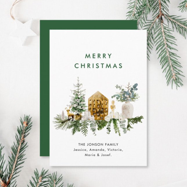 Cartes Pour Fêtes Annuelles Élégante composition de Noël de Bohême Salutation (Créateur téléchargé)