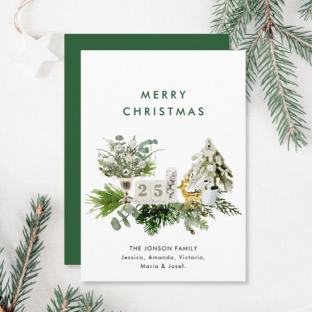 Cartes Pour Fêtes Annuelles Élégante composition de Noël de Bohême Salutation (Créateur téléchargé)