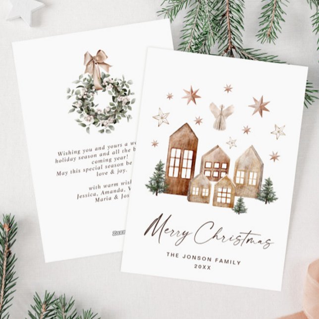 Cartes Pour Fêtes Annuelles Élégante composition de Noël de Bohême Salutation (Créateur téléchargé)