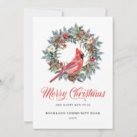 Élégante couronne de Noël Cardinal Rouge Entrepris