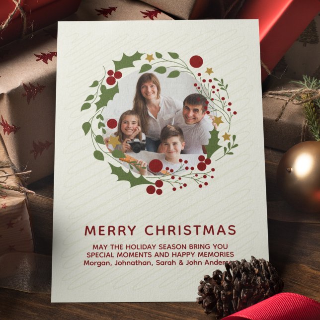 Cartes Pour Fêtes Annuelles Élégante couronne de Noël moderne (Créateur téléchargé)