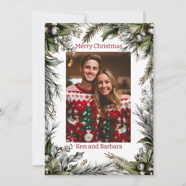 Cartes Pour Fêtes Annuelles Élégante couronne de Noël personnalisée (Devant)