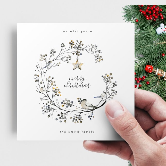 Cartes Pour Fêtes Annuelles Élégante couronne Joyeux Noël et Bonne Année (Créateur téléchargé)