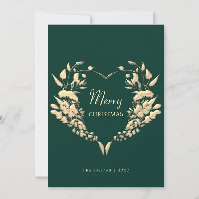Cartes Pour Fêtes Annuelles Élégante couronne verte Joyeux Noël (Devant)