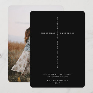 Cartes Pour Fêtes Annuelles Élégante Croix de l'écriture noire Photo