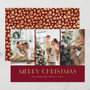 Cartes Pour Fêtes Annuelles Élégante étoile rouge et or Foil Photo Noël