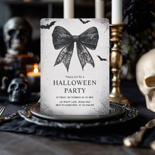 Cartes Pour Fêtes Annuelles Élégante fête d'Halloween avec un nœud noir