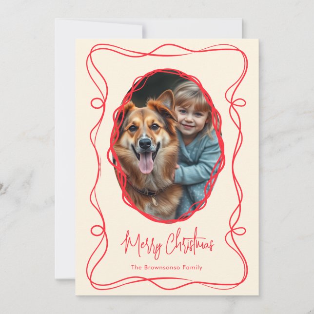 Cartes Pour Fêtes Annuelles Elégante ivoire Joyeux Noël Photo (Devant)