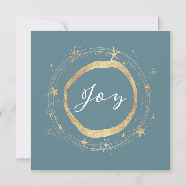 Cartes Pour Fêtes Annuelles Elégante Joy moderne Ice Blue Gold Star (Devant)