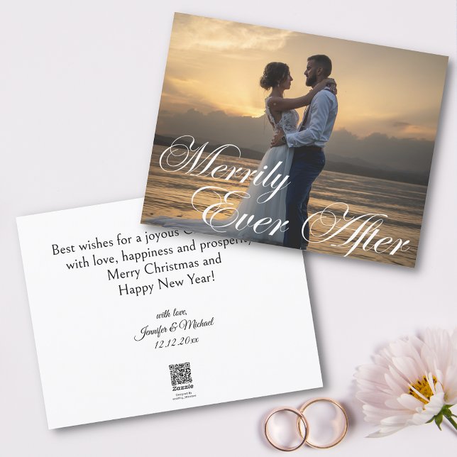 Cartes Pour Fêtes Annuelles élégante joyeuse après la photo mariage (Créateur téléchargé)