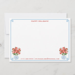 Cartes Pour Fêtes Annuelles Élégante Lady Rouge Poinsettia Ginger Jar Noël