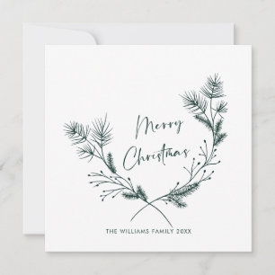 Cartes Pour Fêtes Annuelles Élégante main tirée minimaliste couronne de Noël