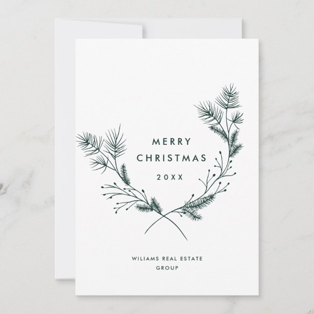 Cartes Pour Fêtes Annuelles Elégante main tirée minimaliste Noël entreprise (Devant)