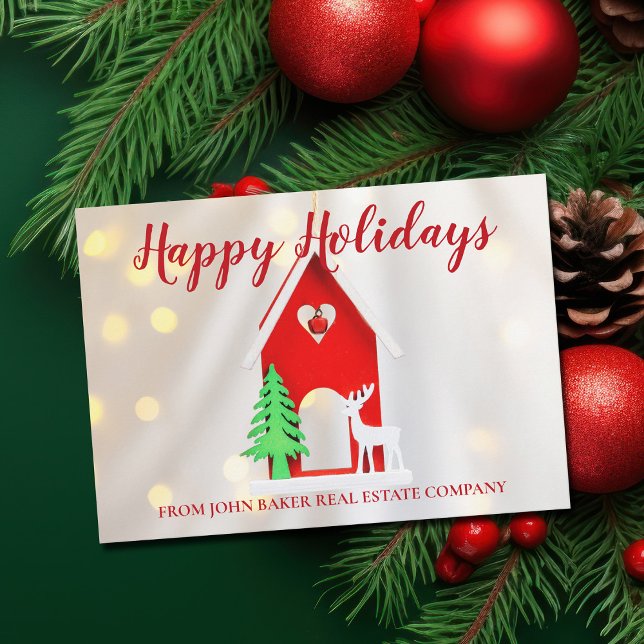 Cartes Pour Fêtes Annuelles Elégante Maison de Noël Custom Immobilier Société (Créateur téléchargé)