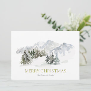 Cartes Pour Fêtes Annuelles Élégante montagne d'hiver Noël