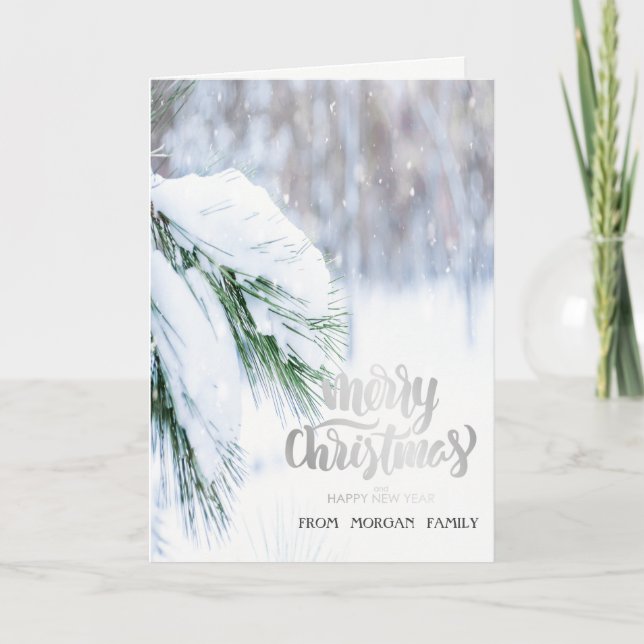 Cartes Pour Fêtes Annuelles Elégante neige de pin (Devant)