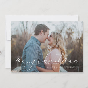 Cartes Pour Fêtes Annuelles Élégante nouvelle mer Script photo Joyeux Noël