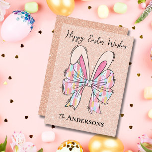 Cartes Pour Fêtes Annuelles Elégante Parties scintillant de pêche Ears et bow 