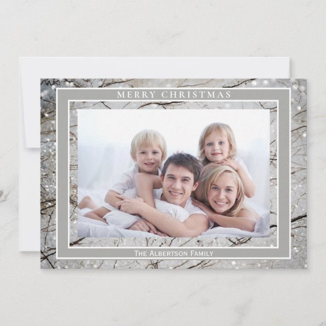 Cartes Pour Fêtes Annuelles Elégante Parties scintillant Gris Marbre Photo Joy (Devant)