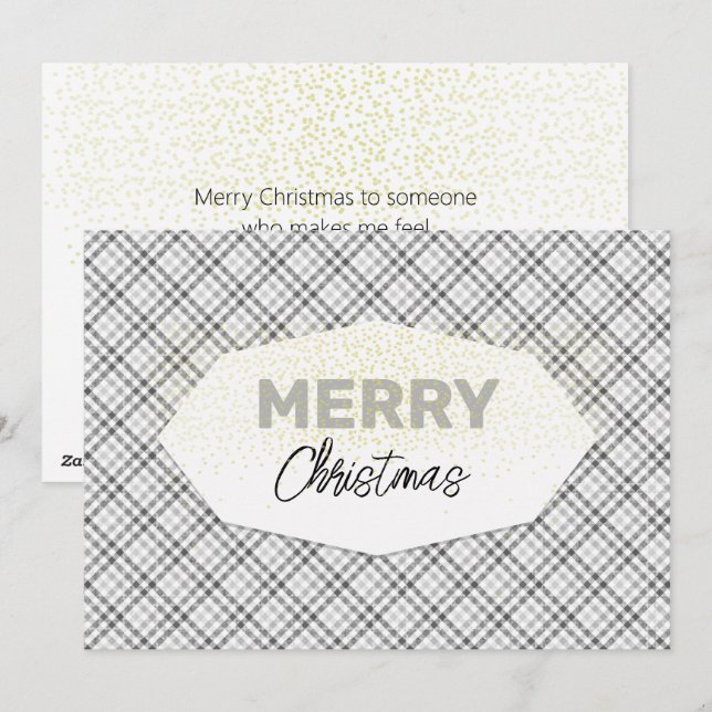 Cartes Pour Fêtes Annuelles Elégante Parties scintillant Joyeux Noël Tartan gr (Devant / Derrière)