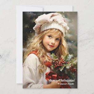 Cartes Pour Fêtes Annuelles Elégante petite fille rétro charmante baie