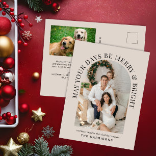 Cartes Pour Fêtes Annuelles Élégante Photo Arc Joyeux Et Lumineux Noël