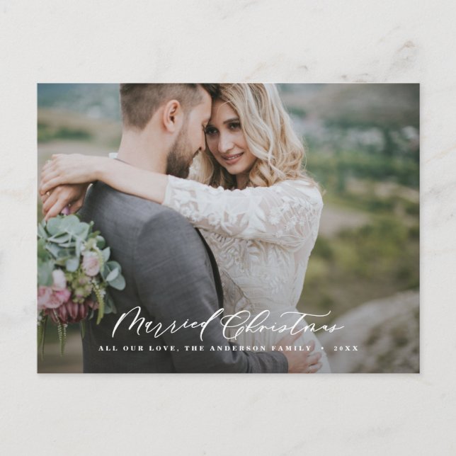 Cartes Pour Fêtes Annuelles Élégante photo botanique de Noël mariée (Devant)