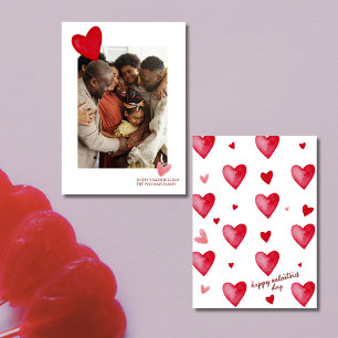 Cartes Pour Fêtes Annuelles Elégante photo de coeur rouge et blanc Saint Valen