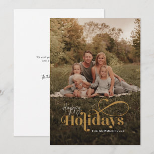 Cartes Pour Fêtes Annuelles Élégante photo de famille Calligraphie de Noël